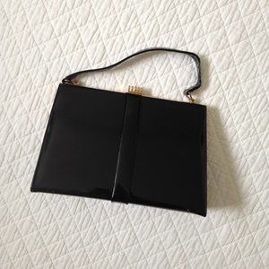 Vintage Faux Patent Black Handbag